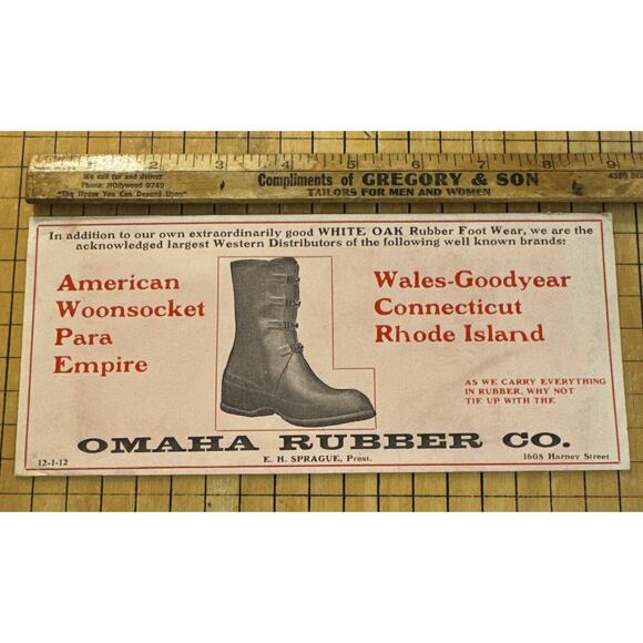 Omaha Rubber Company Nebraska Wales Goodyear Shoes Footwear Advertising Blotter - Picture 7 of 9